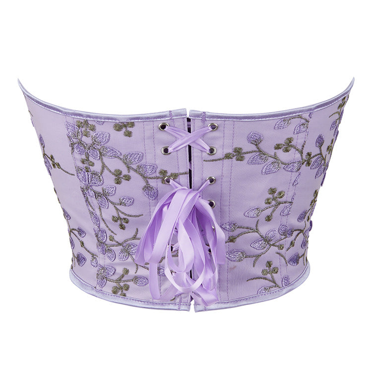 Apricot Color Printed Petal Pattern Women's Tube Top Breast