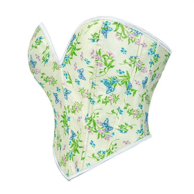 Jacquard Grass Green Women Upper Tube Top Breasts Support Push up Court Body Shaping Top
