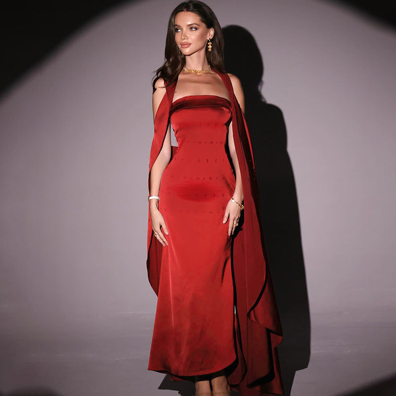 Fall Type Hip Socialite Elegant Sexy Slim Fit Dress Tube Top Dress Women