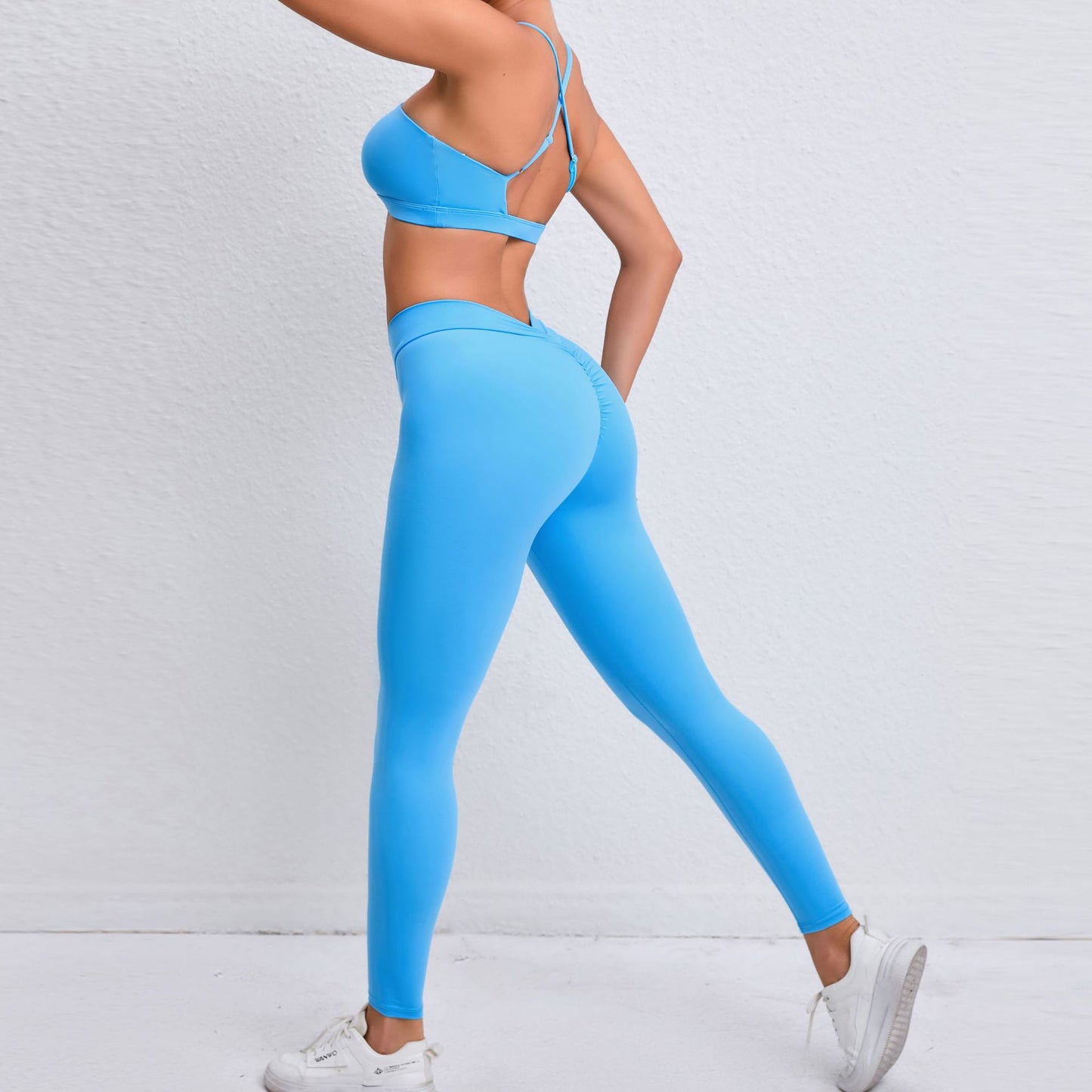 Nude Feel Yoga Clothes Cross Beauty Back Exercise Body Hugging Suit Running Breathable Quick Drying Fitness Two Piece Set