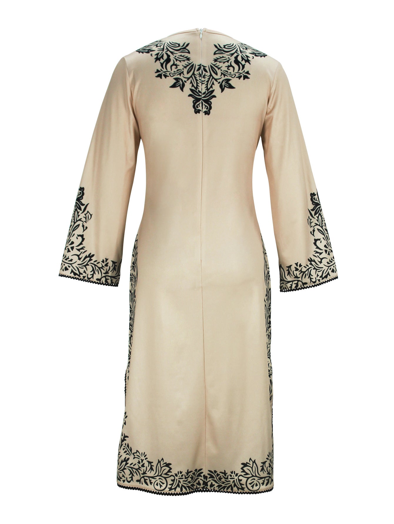 Women Clothing Elegant round Neck Long Sleeve Long Casual A line Dress