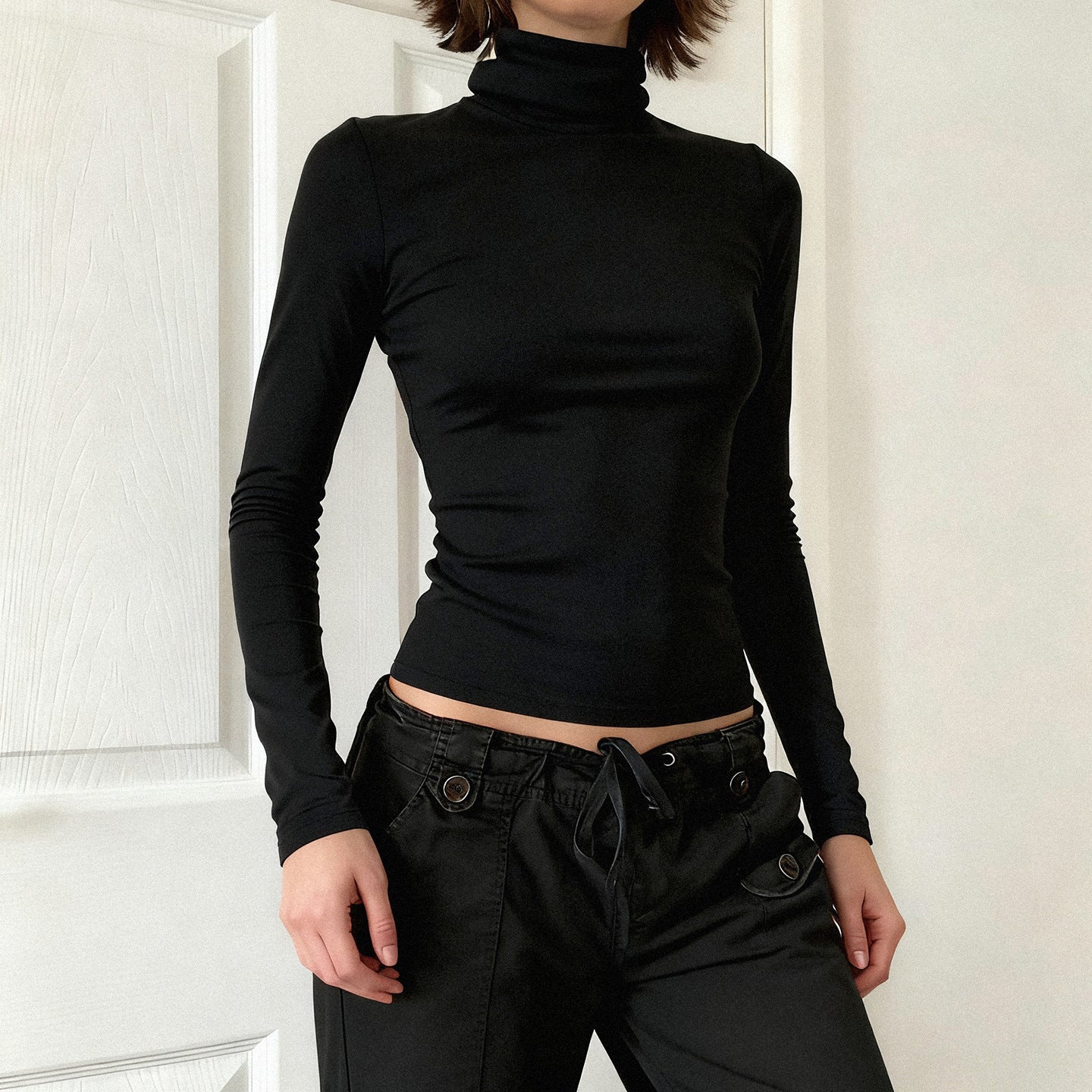 Women Turtleneck Solid Color Slim Fit Bottoming Shirt Basic Casual All Matching Tops