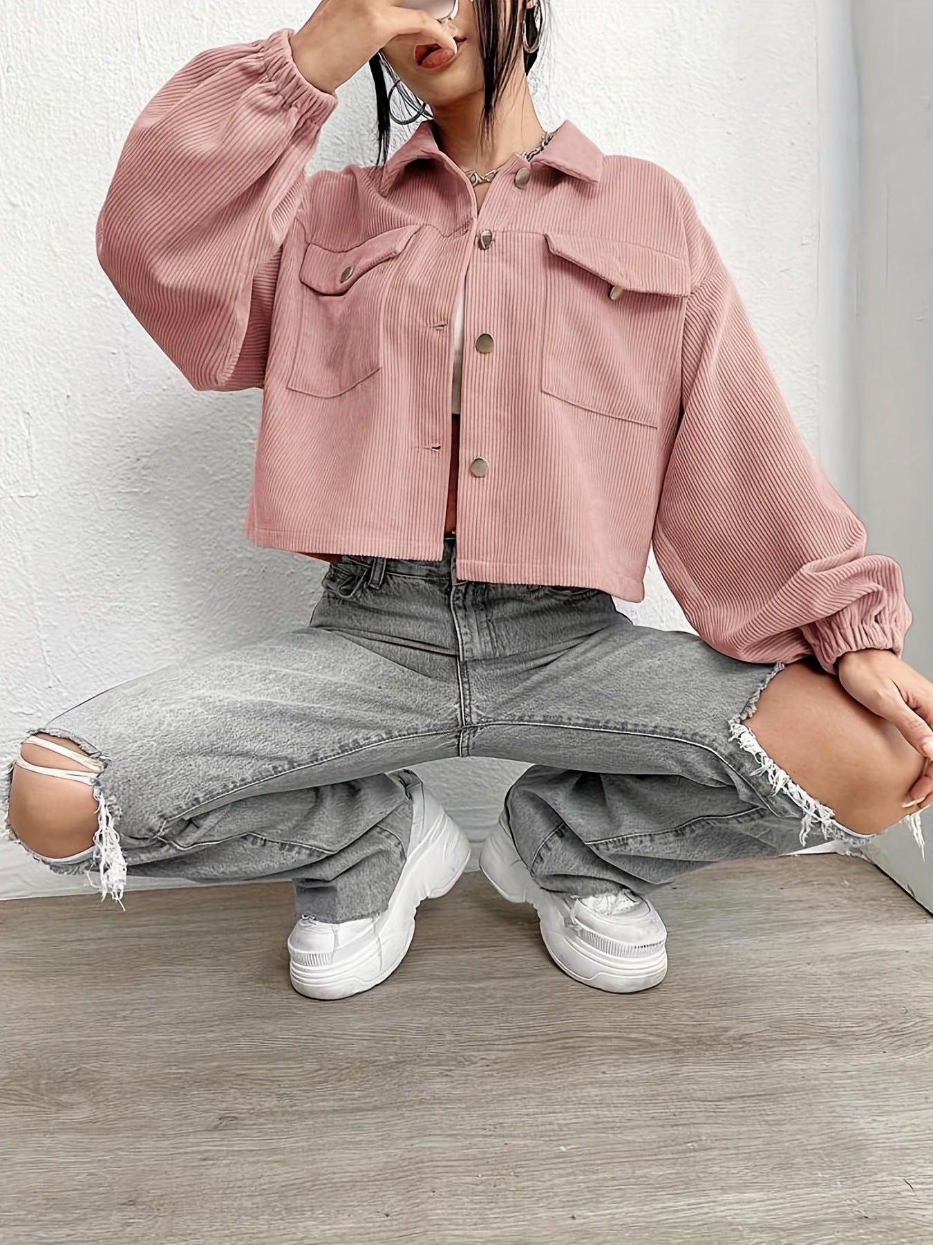 Casual Corduroy Cardigan Short Jacket Women