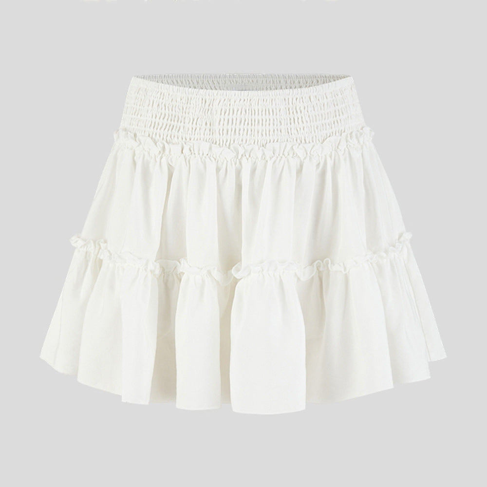 Floral Skirt Pants Lined A line Skirt High Quality Smocking Tight Waist Elastic Culottes