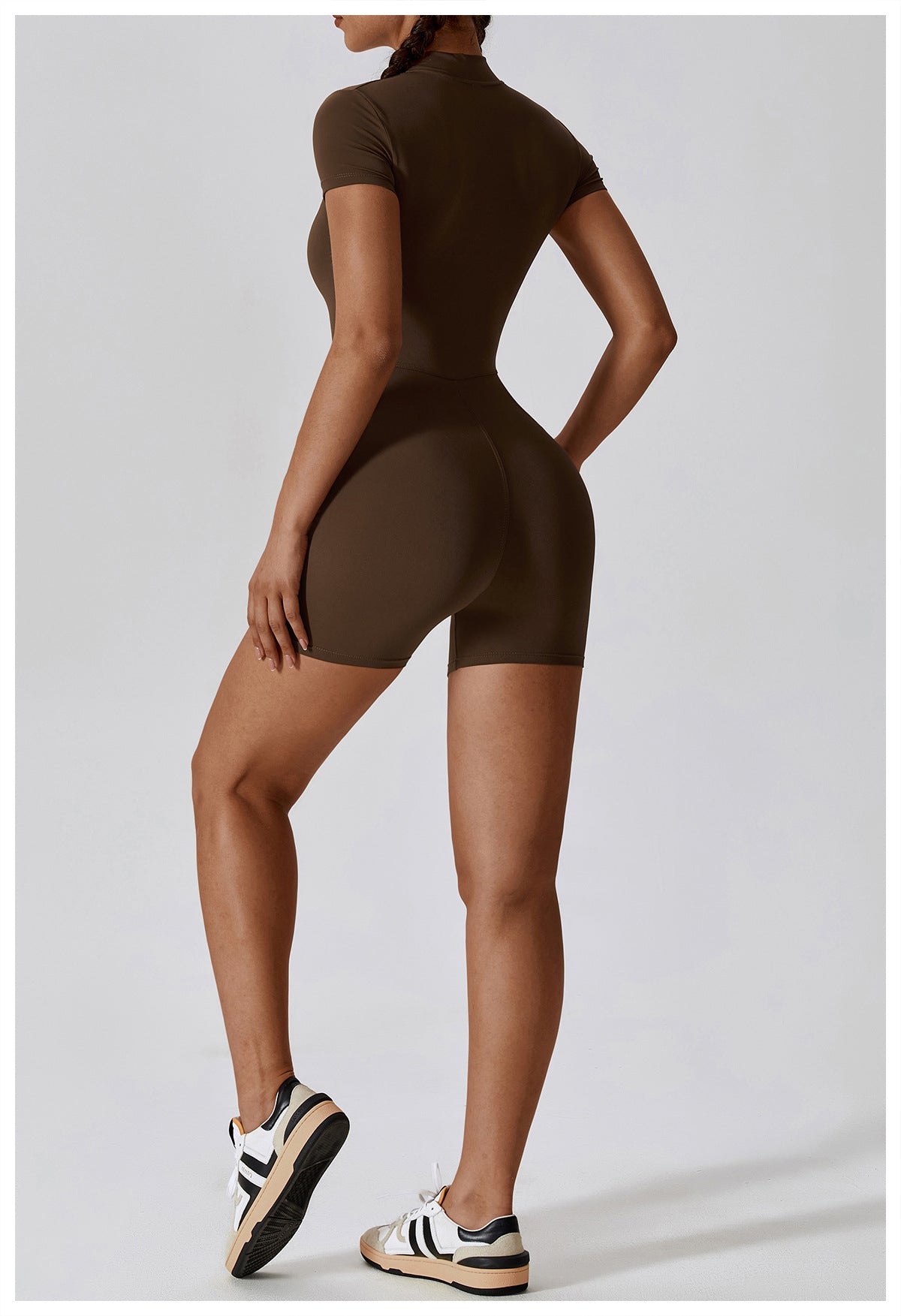 Summer Zipper Short Sleeve Yoga Jumpsuit Women Dance Fitness Tight Sports Jumpsuit