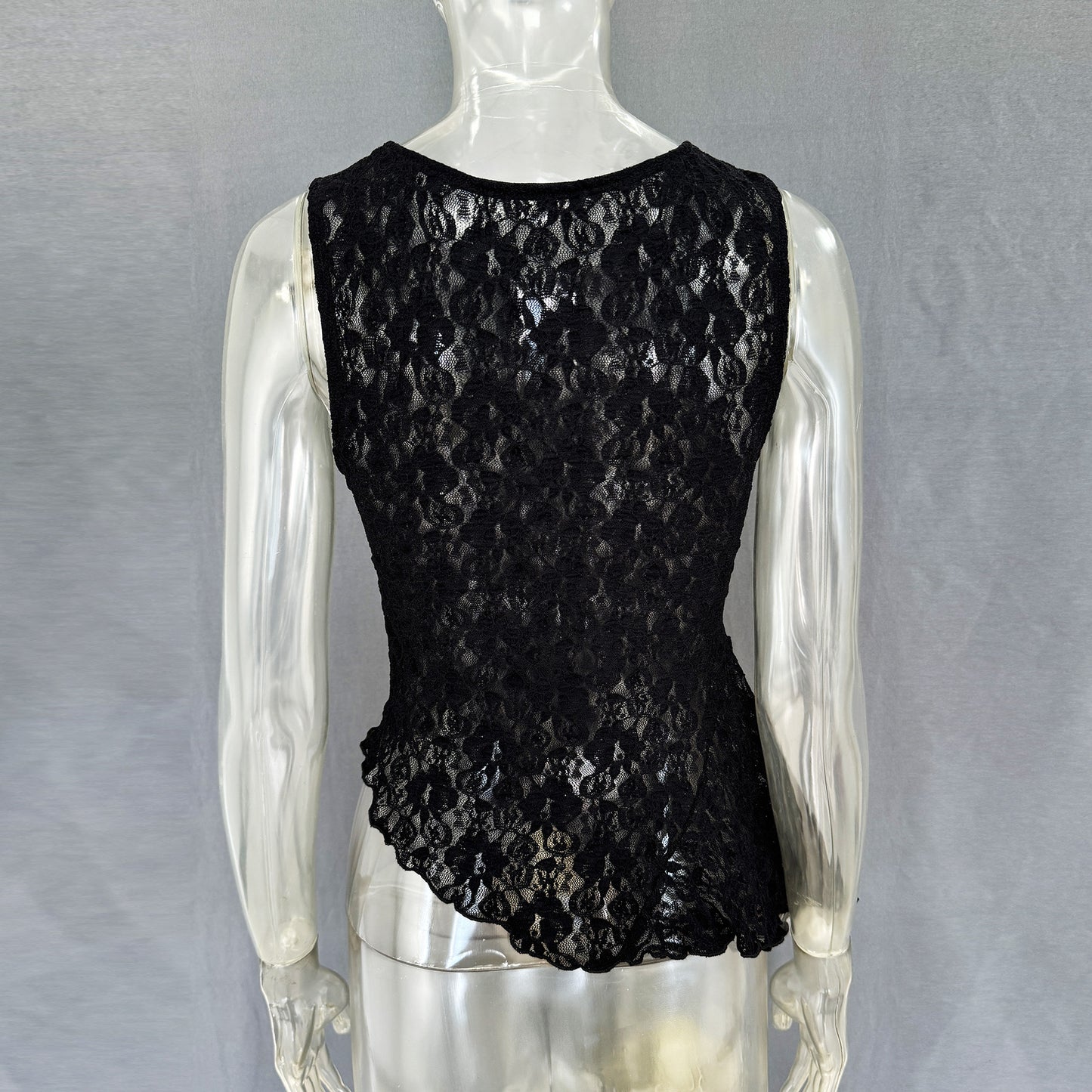 Spring Summer Women Lace Shirt Waist Tight Irregular Asymmetric Oblique Vest Top