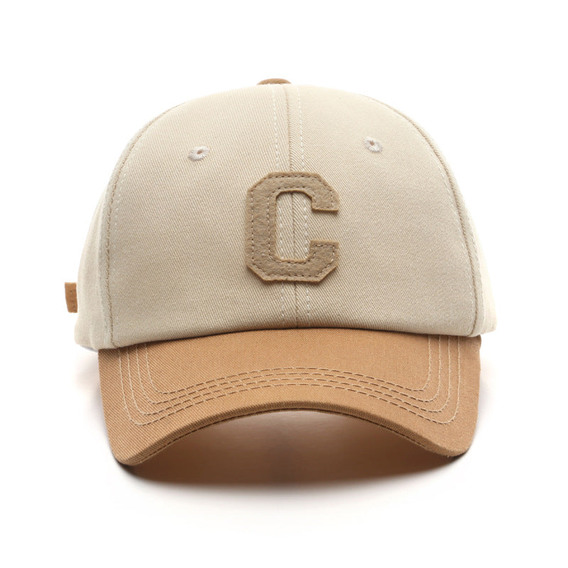 Stylish Retro Minimalism Letter Graphic Patch Stitching Baseball Cap Outdoor Travel Sun Protection Sunshade Couple Peaked Cap