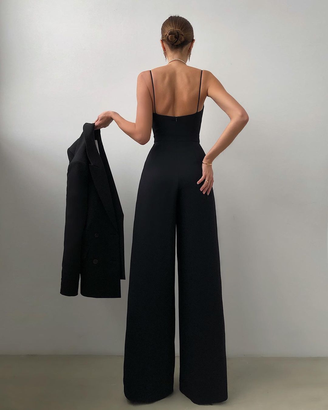 Sling Waist Straight Mop Floor Minimalist Jumpsuit Spring Summer