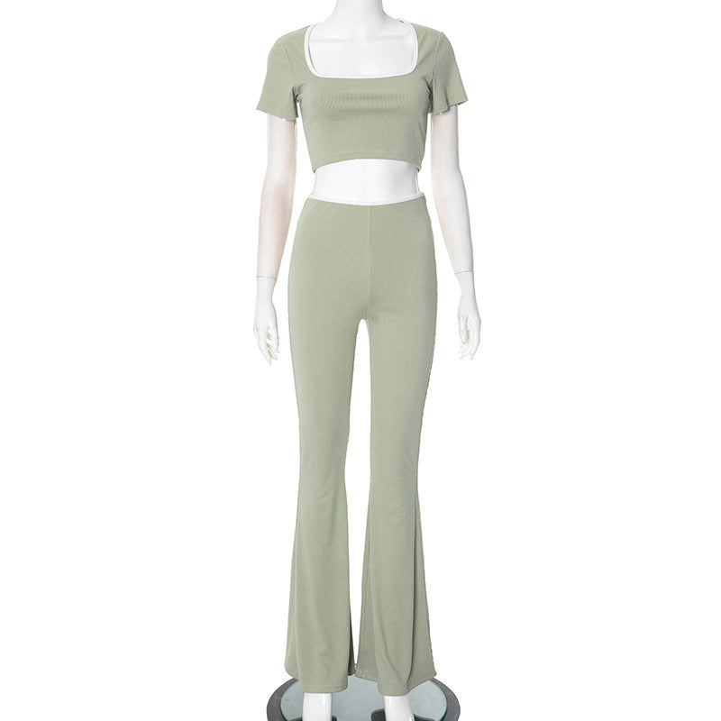 Summer Women Clothing Sexy Comfortable Low Waist Elastic Cropped Slightly Pull Slimming Set
