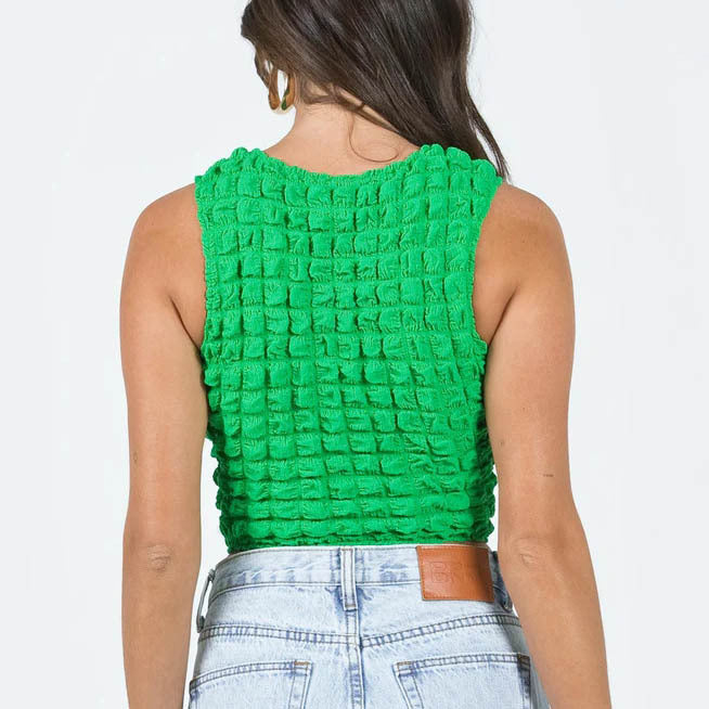 Spring Summer Small Vest Women Street Sexy Round Neck Sleeveless Short Cropped Top Women