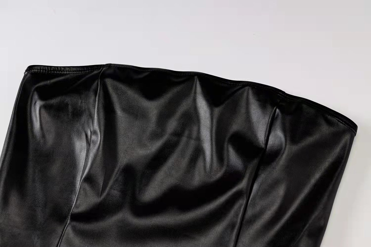 Sexy Bandeau Slim Fit Slimming Sheath Women Faux Leather Dress Women Clothing