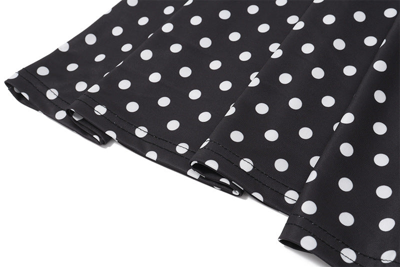 Women Clothing Summer Polka Dot Printed Sexy Backless Waist Trimming Dress