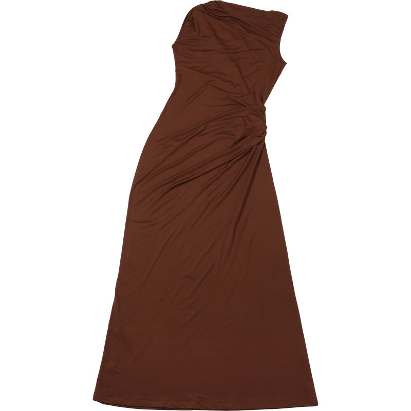 Women Clothing Summer Sexy Slim Metal Decorative Sheath Sleeveless Dress