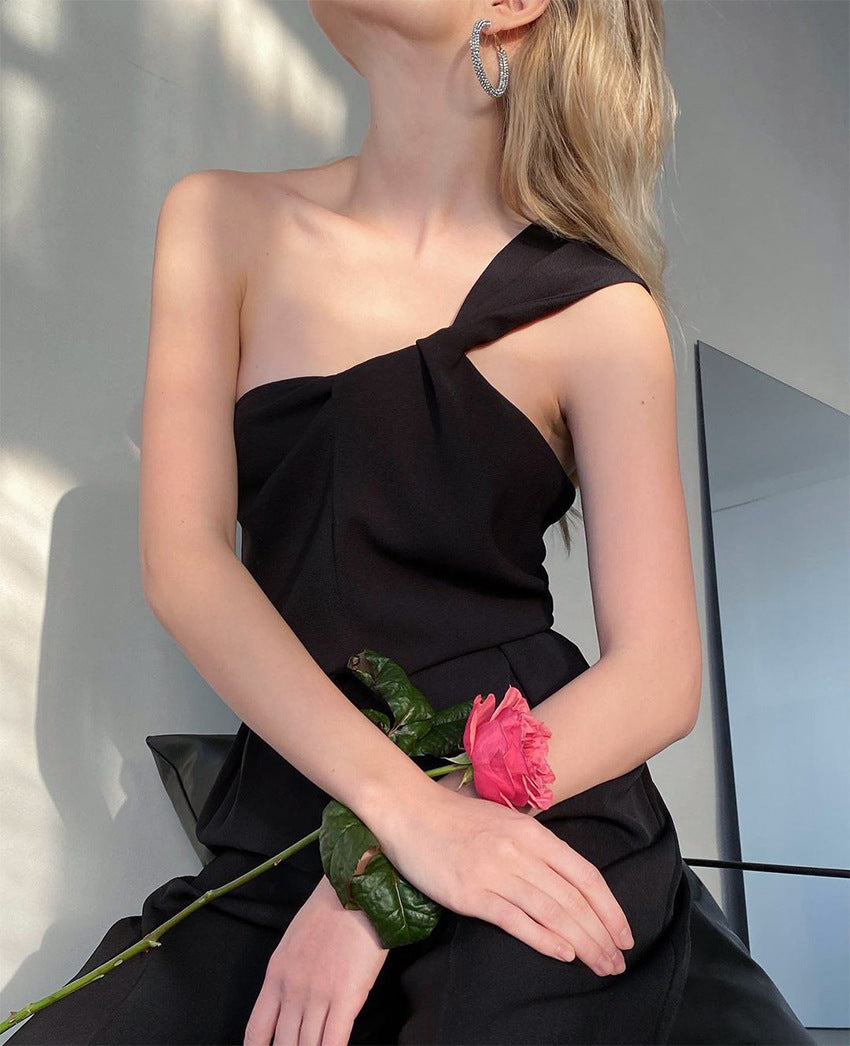 Spring Vest Sexy Oblique Shoulder Satin Base Fashion Klein Blue Top Can Be Women Outerwear