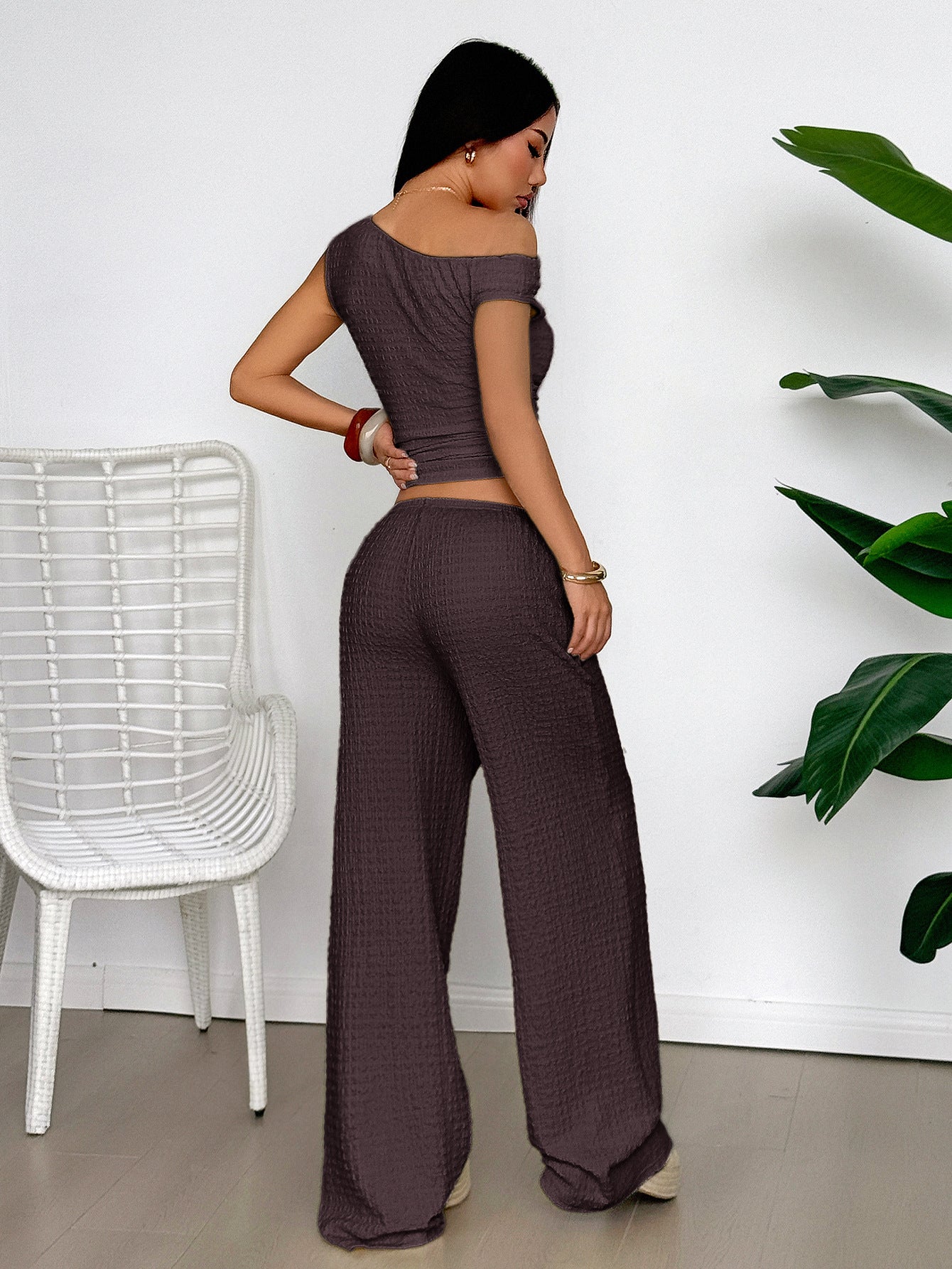 Casual Vacation Vest Wide Leg Trousers Two Piece Set Women Clothing Spring Summer
