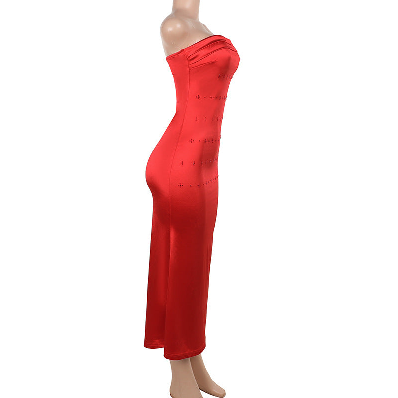 Fall Type Hip Socialite Elegant Sexy Slim Fit Dress Tube Top Dress Women