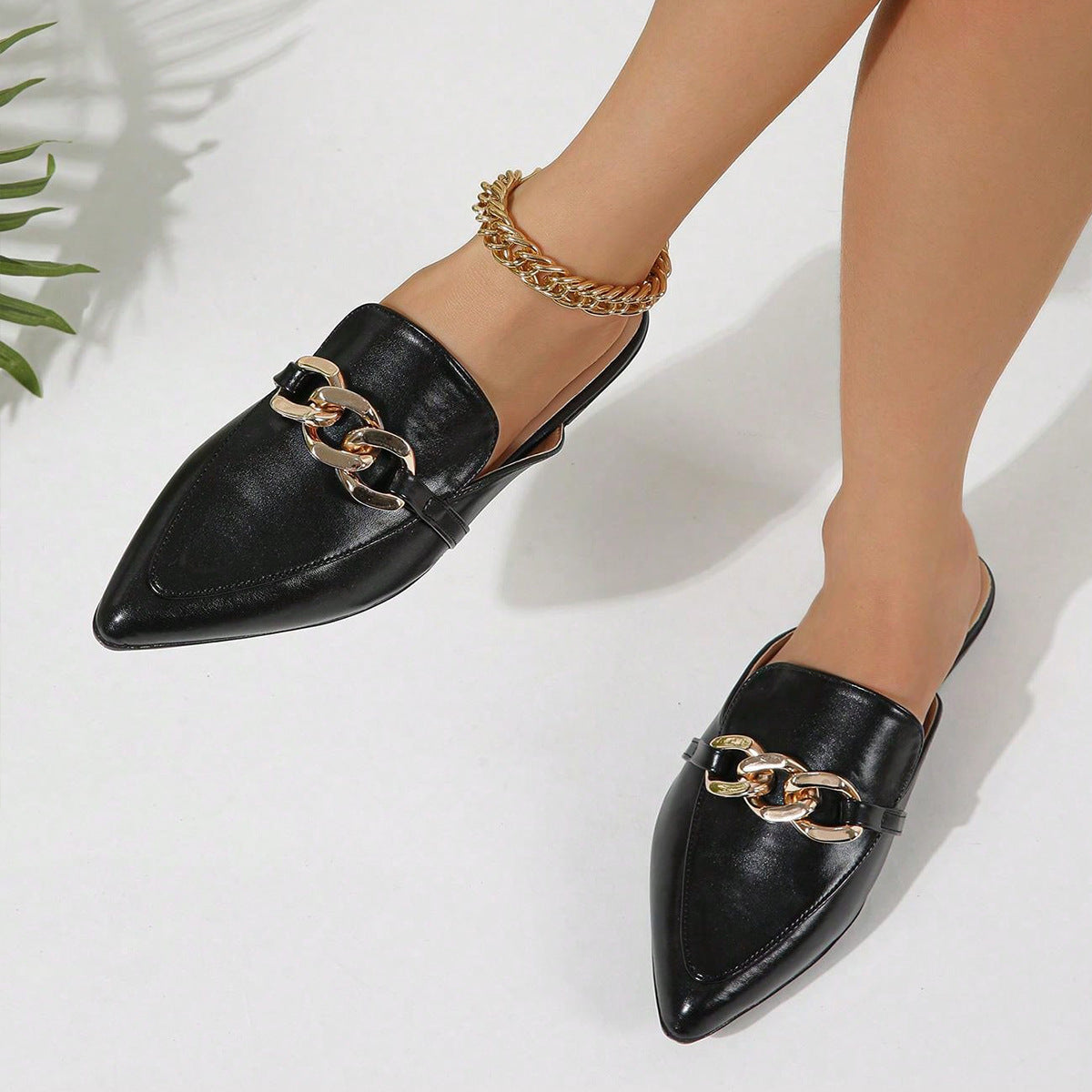 Ladies Shoes Super plus Size Mules Shoes Office Casual Solid Color Half Pack Flat Pumps Women