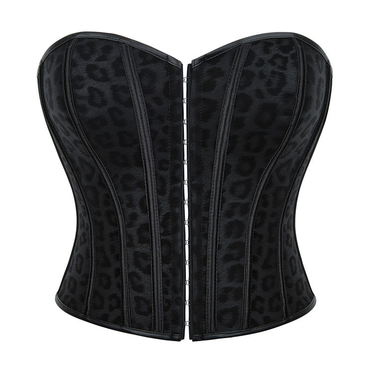 Black Faux Leather Single Breasted Women Tube Top Breasts Support Push up Court Body Shaping Top
