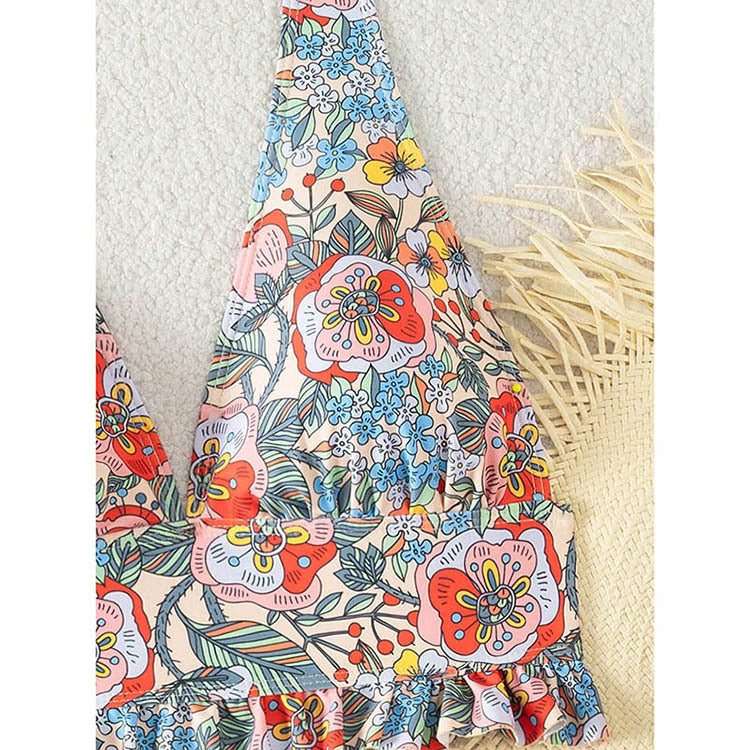 Printed Halter Split Swimsuit Women Push up Sexy Bikini Beach Spring Swimsuit