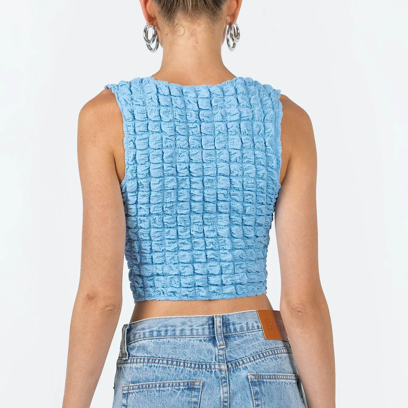 Spring Summer Small Vest Women Street Sexy Round Neck Sleeveless Short Cropped Top Women