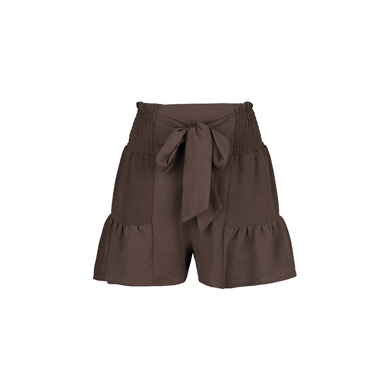 Summer Women Clothing Design High Waist Brown Shorts