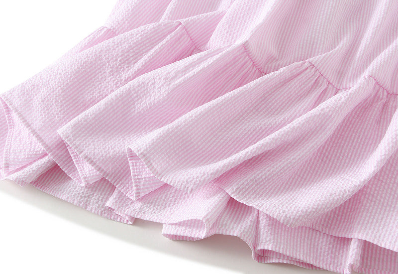 Sweet Tiered Dress Spring Summer A line Skirt Clear Sense Slimming High Waist Umbrella Skirt Large Swing Skirt