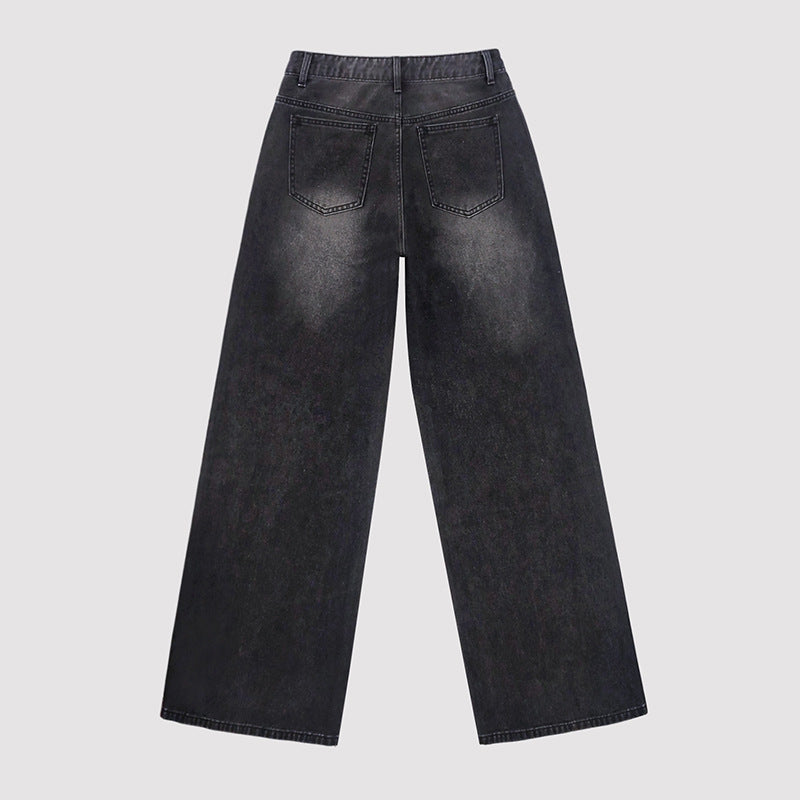 Starry Sky Loose Comfortable Women Casual All Matching Straight Pants Blingbling Popular Rhinestone Jeans