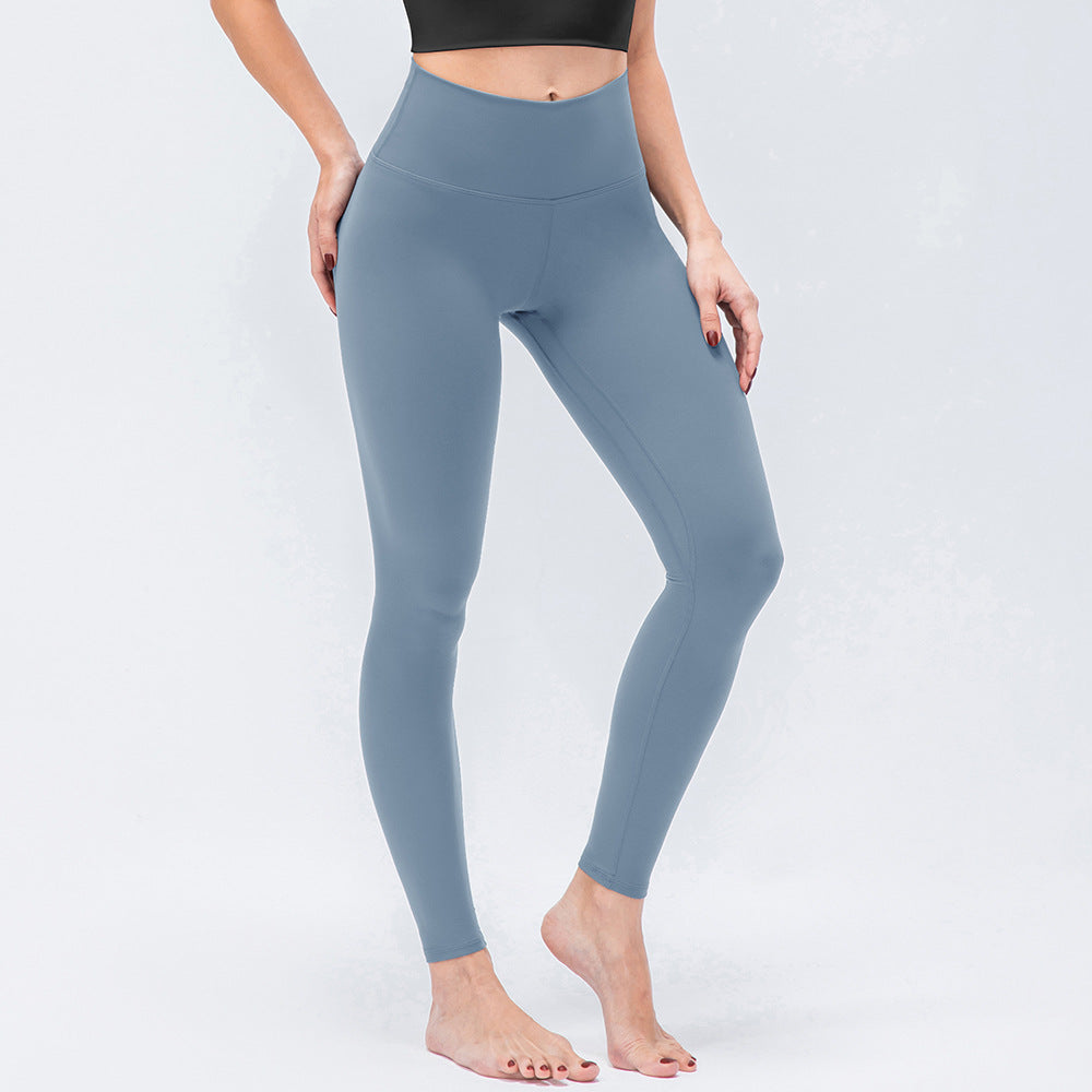 Women Double Sided Brushed Nude Feel Yoga Pants High Waist Hip Lift Sports Pants Stretch Tight Fitness Pant