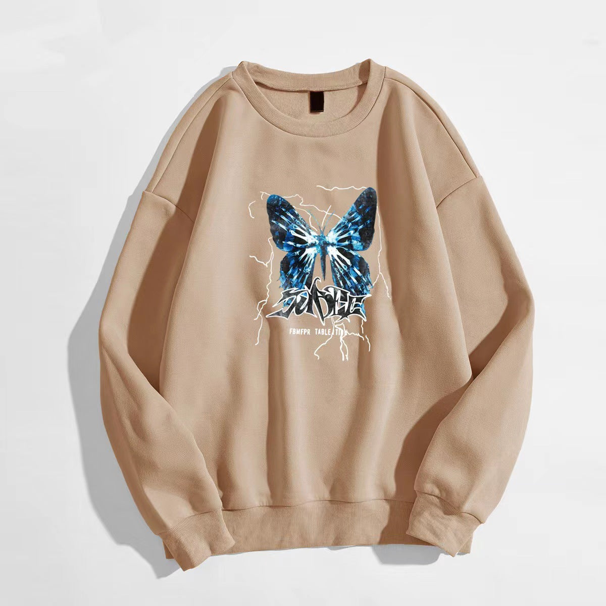 Vitality Casual Butterfly Graphic Print Crew Neck Long Sleeve Sweatshirt Sweatshirt
