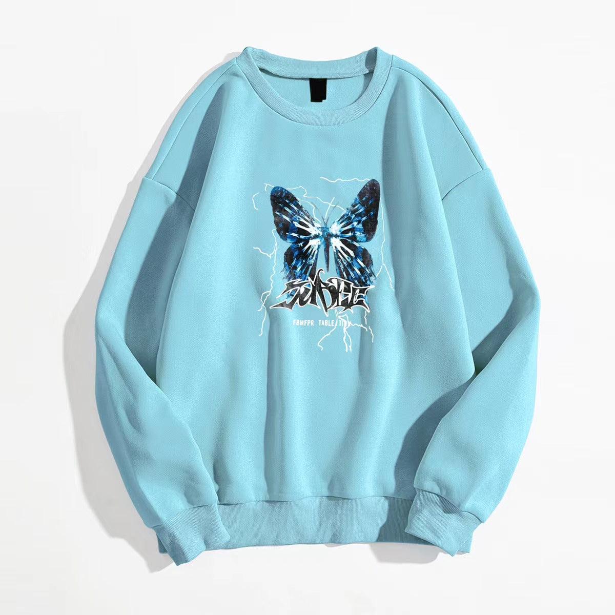 Vitality Casual Butterfly Graphic Print Crew Neck Long Sleeve Sweatshirt Sweatshirt