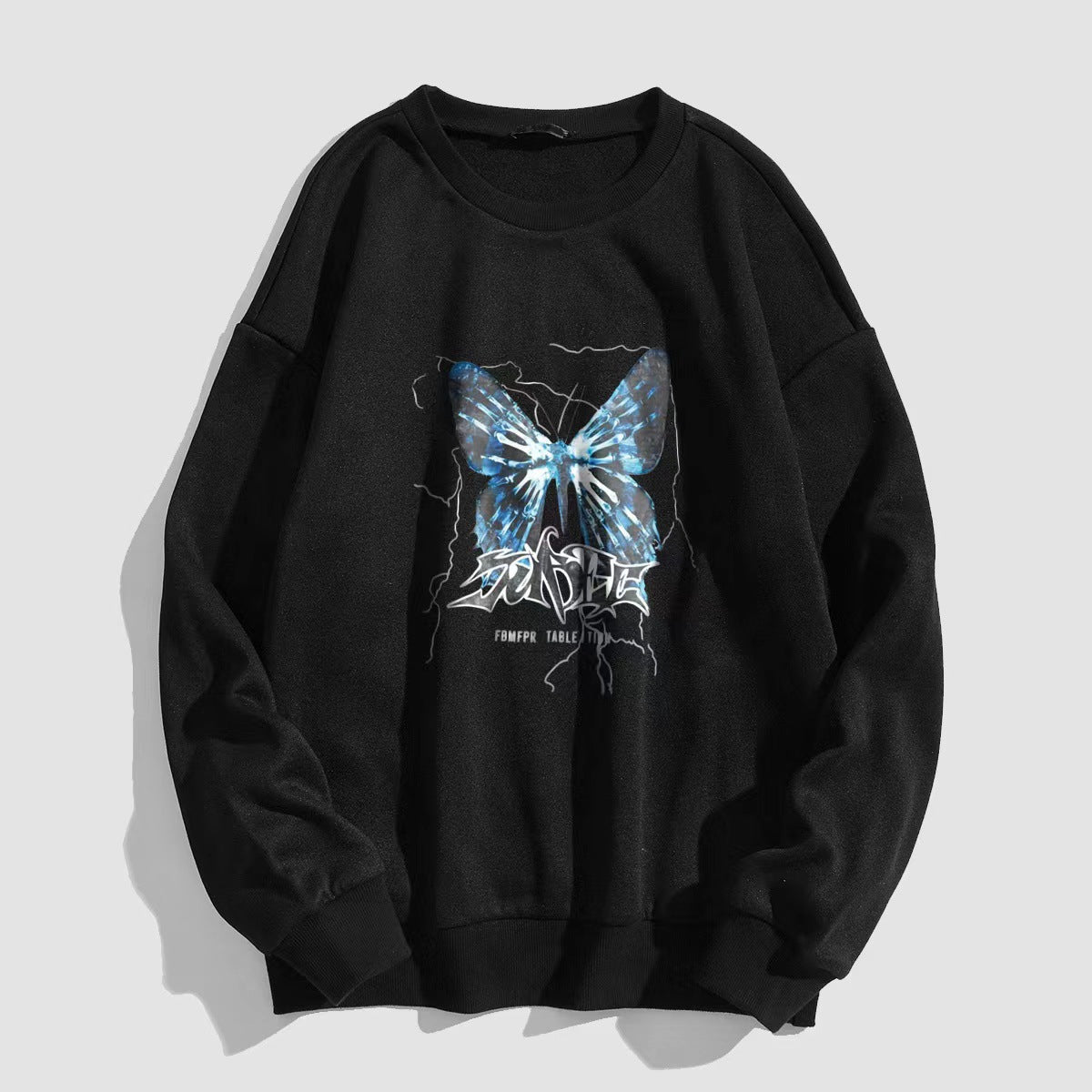 Vitality Casual Butterfly Graphic Print Crew Neck Long Sleeve Sweatshirt Sweatshirt