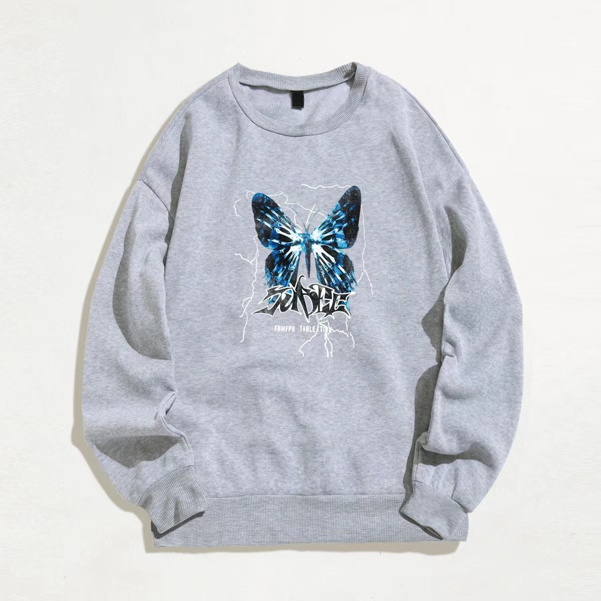Vitality Casual Butterfly Graphic Print Crew Neck Long Sleeve Sweatshirt Sweatshirt
