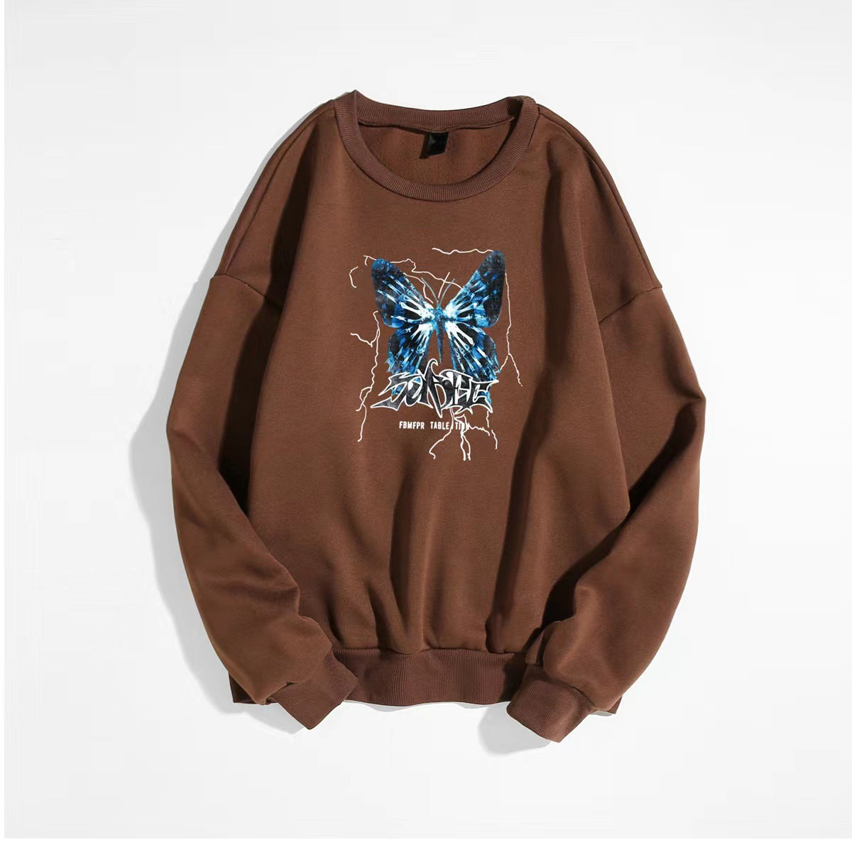 Vitality Casual Butterfly Graphic Print Crew Neck Long Sleeve Sweatshirt Sweatshirt