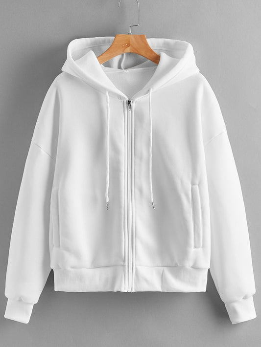 Women Keep Warm in Spring Autumn Long Sleeve Solid Color Cotton Street Hipster White Korean Pullover Thickened