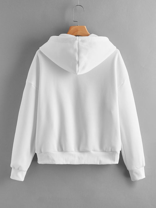 Women Keep Warm in Spring Autumn Long Sleeve Solid Color Cotton Street Hipster White Korean Pullover Thickened