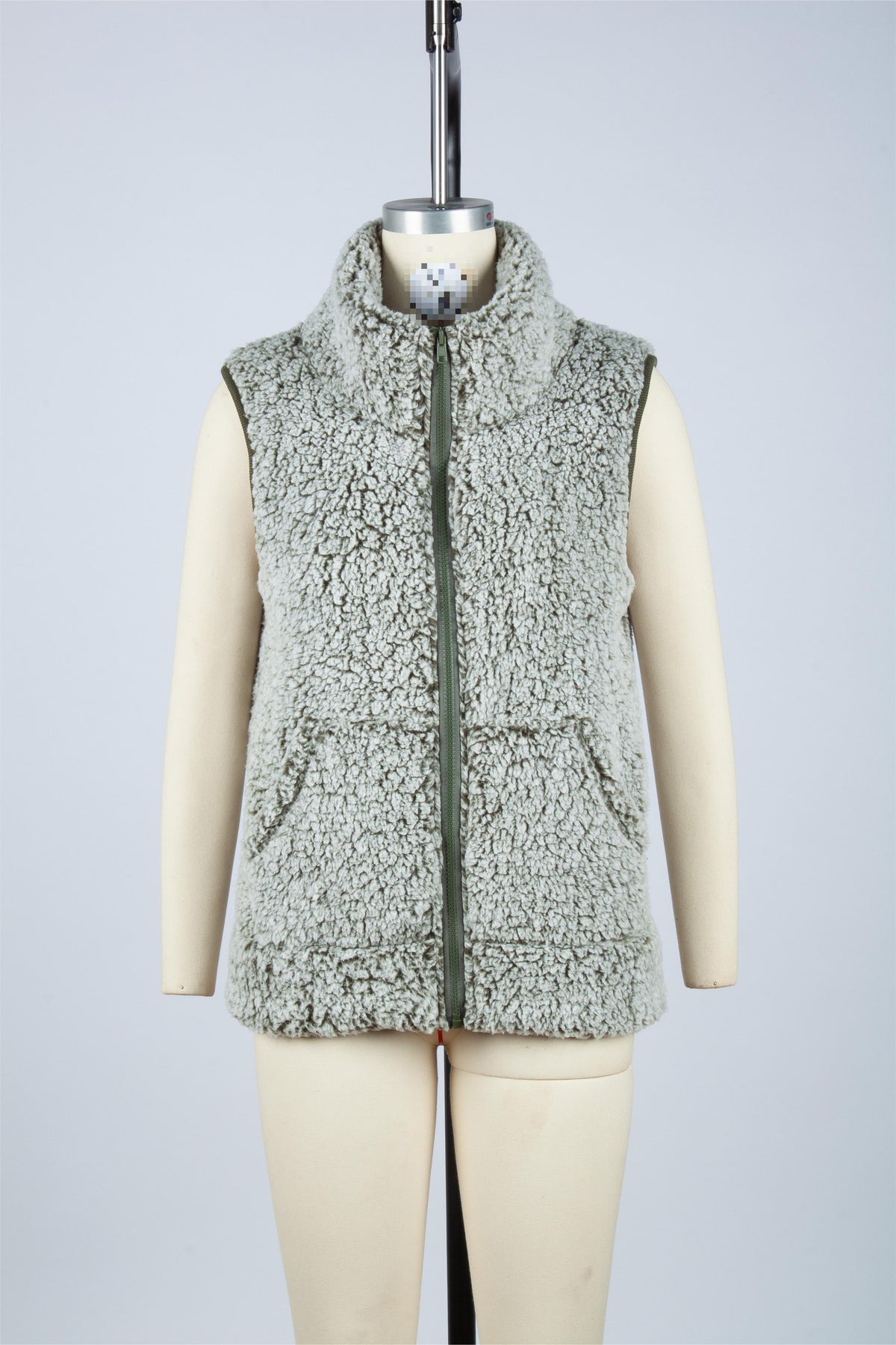Casual Women Autumn Clothing round Neck Long Sleeve Zipper Non Ironing Fade Treatment Bubble Velvet Vest Jacket