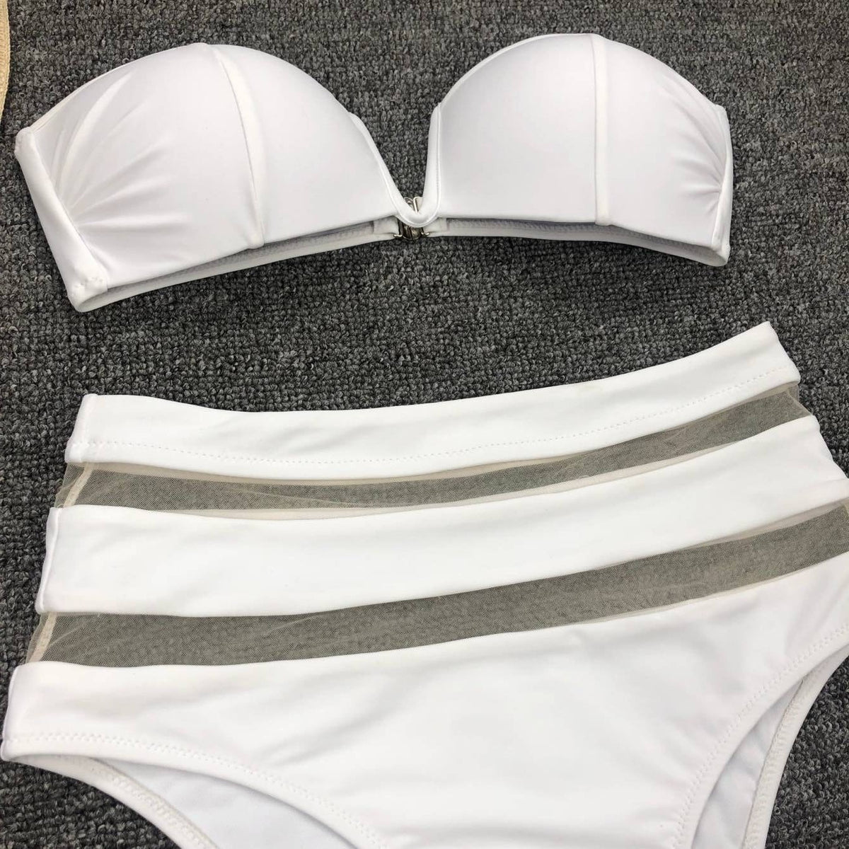 4Split Swimsuit V-neck Mesh Stitching Sexy High Waist Bikini Bikini