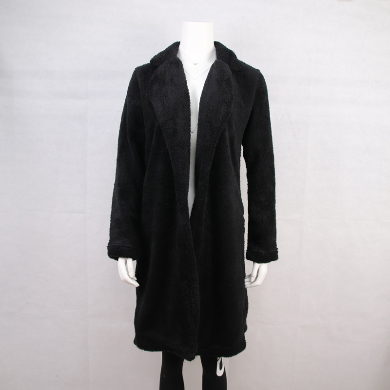 Autumn Winter Long Sleeve Collared Women Plush Top Large Coat Plus size