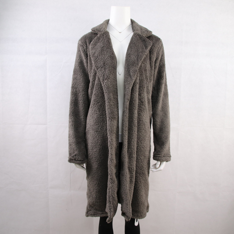 Autumn Winter Long Sleeve Collared Women Plush Top Large Coat Plus size