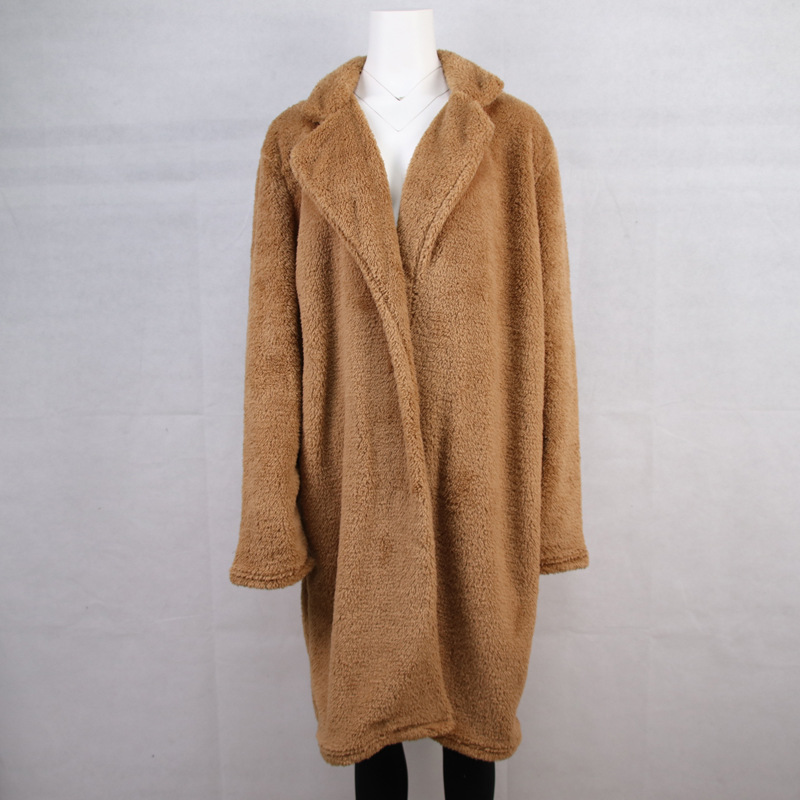 Autumn Winter Long Sleeve Collared Women Plush Top Large Coat Plus size
