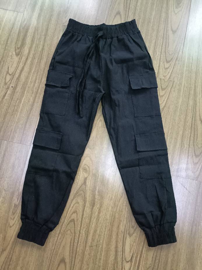 High Street Hip Hop Women Pants Trendy Trousers Multi Pocket Street Overalls Loose Straight Leg Ankle Banded Pants
