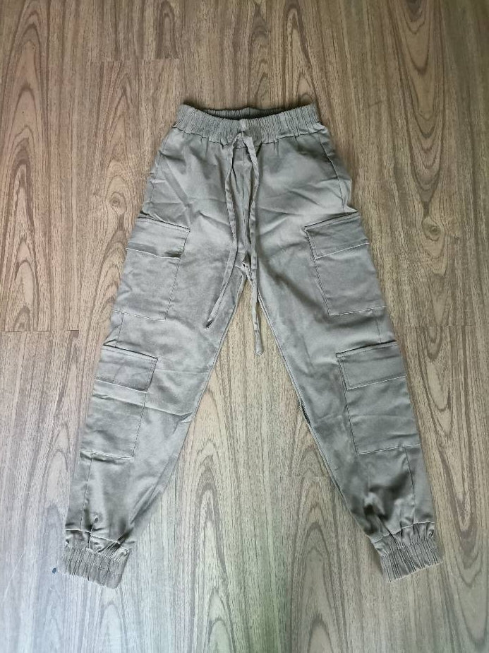 High Street Hip Hop Women Pants Trendy Trousers Multi Pocket Street Overalls Loose Straight Leg Ankle Banded Pants