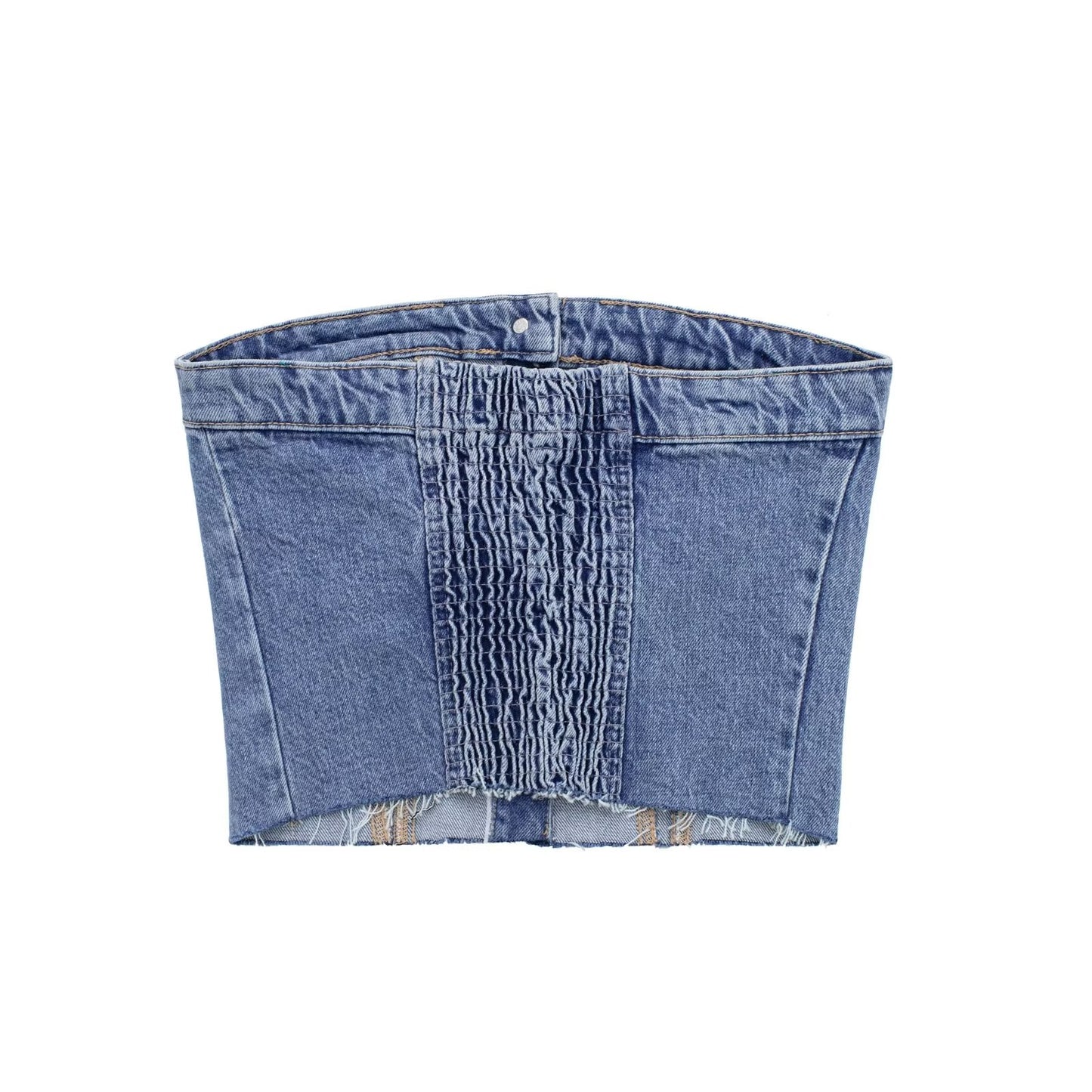 Autumn Washed Denim Corset Tube Top Sweet Sleeveless Top Women