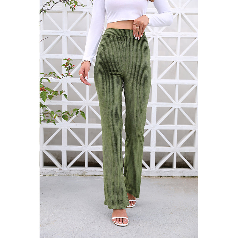 Women Spring And Summer New Solid Color Joker Corduroy Casual Pants