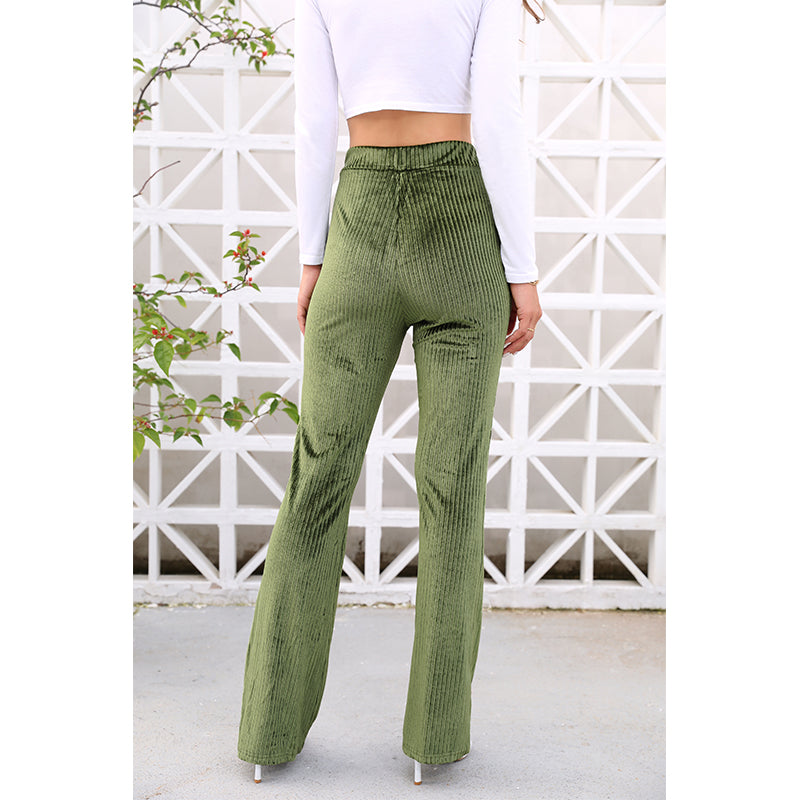 Women Spring And Summer New Solid Color Joker Corduroy Casual Pants