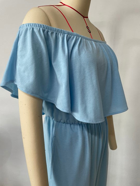 Spring Summer Women Clothing Off Shoulder Elegant Shoulder Baring Jumpsuit