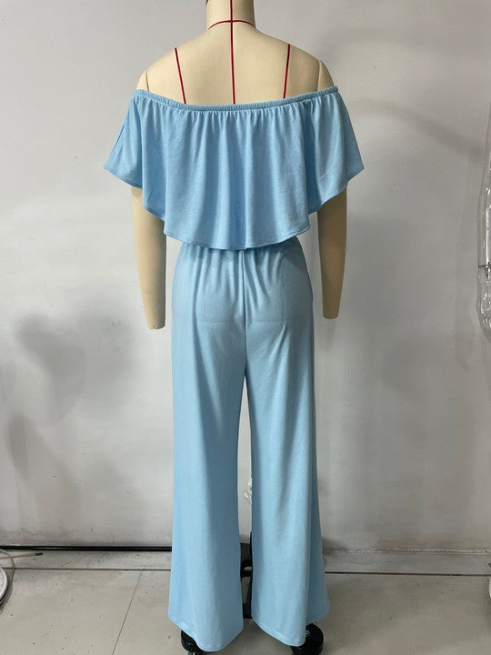 Spring Summer Women Clothing Off Shoulder Elegant Shoulder Baring Jumpsuit