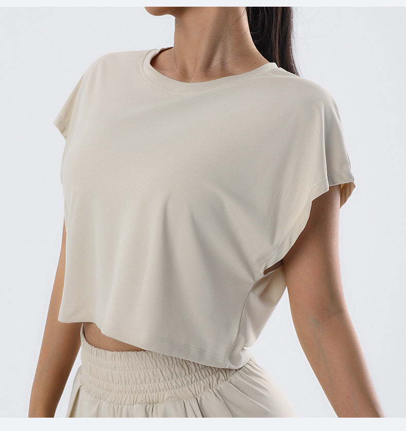 Summer Sexy Yoga T shirt Quick Drying Clothes Loose Breathable Short Sleeve Outdoor Running Sports Workout Clothes