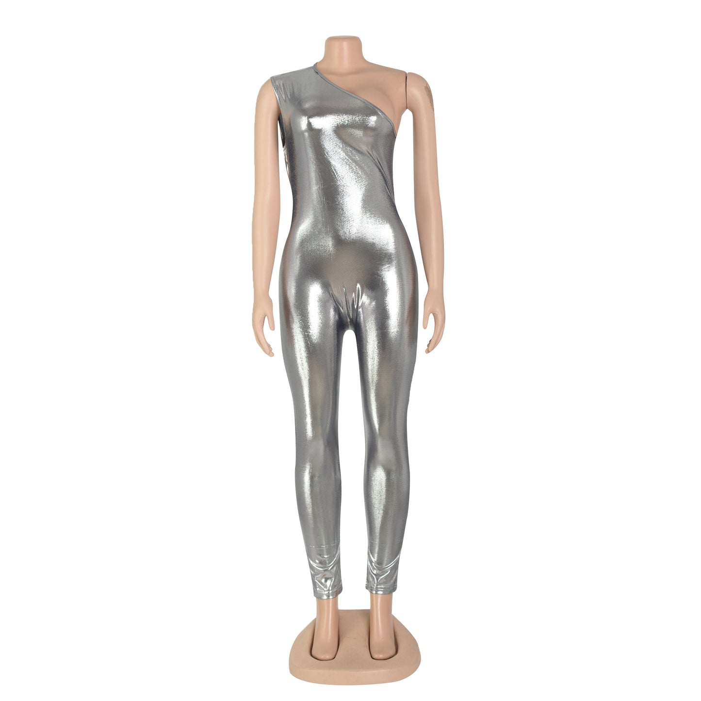 Women Clothing Jumpsuit Metallic Sleeveless Tight Sexy Jumpsuit Summer