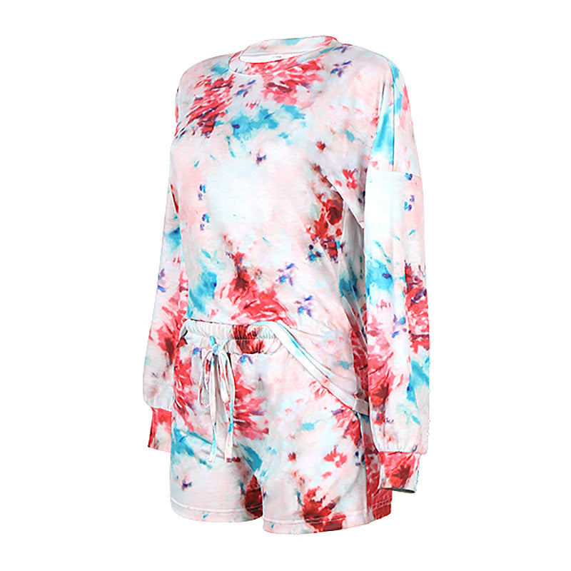 Spring And Summer Tie Dye Women Printed Long Sleeve Casual Suit